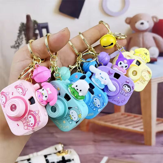 1PCS Kawaii Anime Sanrio Keychain Accessories Cute Anime Cartoon Projection Camera Pendant Keyring Backpack Ornaments Gift